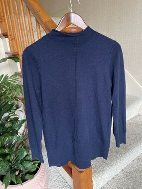 Banana Republic Wool - Cashmere Mock Neck Sweater Dark Navy Blue